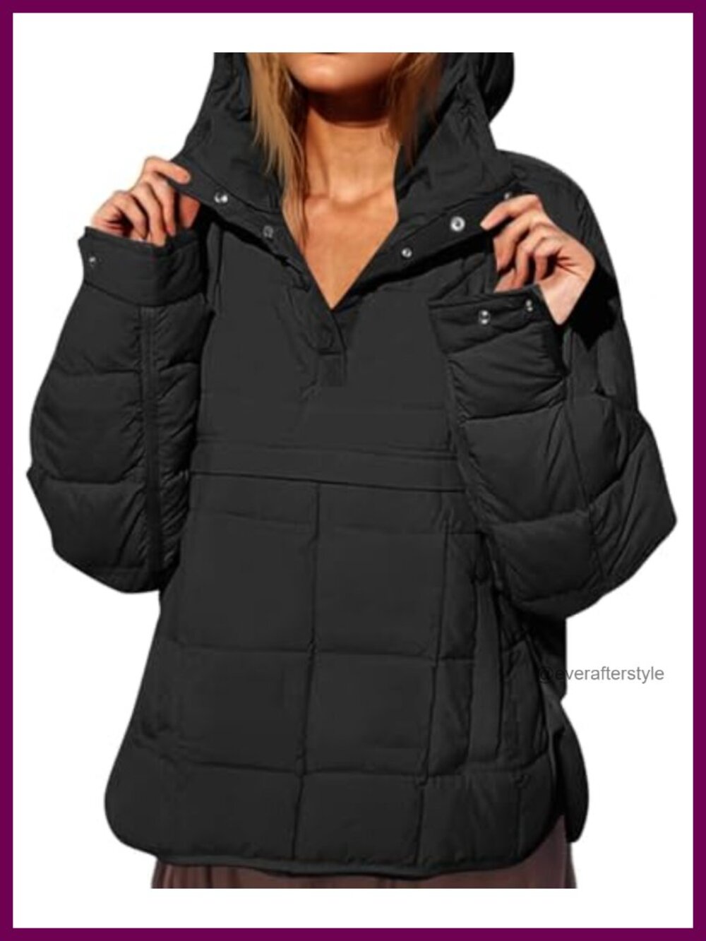 Oversized Quilted Puffer Jacket Pullover Hooded Warm Coat 100% Polyamide